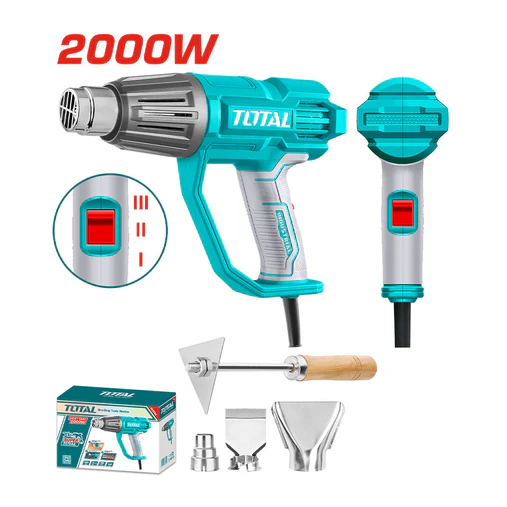 Pistola de Calor Eléctrica 2000W 550°C TOTAL + 4 Accesorios